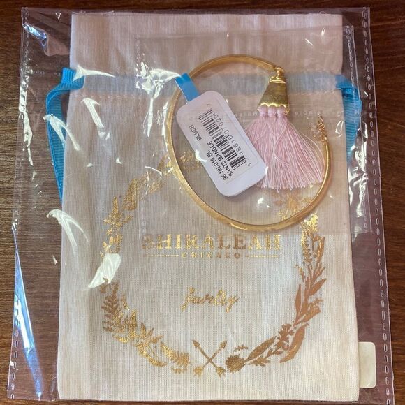 Shiraleah Sants Bangle Bracelet Gold Pink Fringe Tassel - Picture 2 of 2